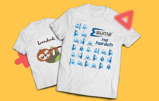 Potisk trička pro tábor lenochodů a potisk trička pro firmu Suma
